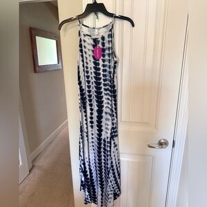 Tie-Dye Navy & White Maxi Dress - Casual Sleeveless Summer Dress